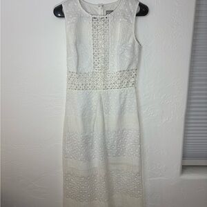 ASOS White Sheath Midi Dress Sleeveless Crew Neck